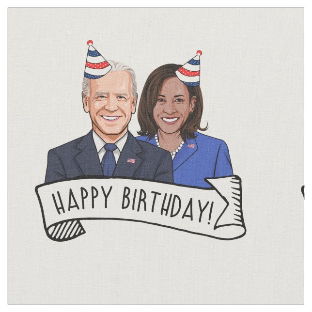 Tecido Feliz aniversário de Joe e Kamala (Detalhe)
