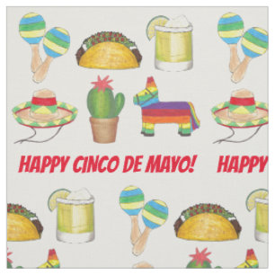 Tecido Feliz Cinco de Mayo, Celebração da Fiesta Mexicana
