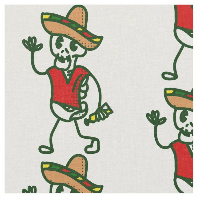 Tecido feliz cinco de mayo esqueleto esquelético mexicano (Detalhe)