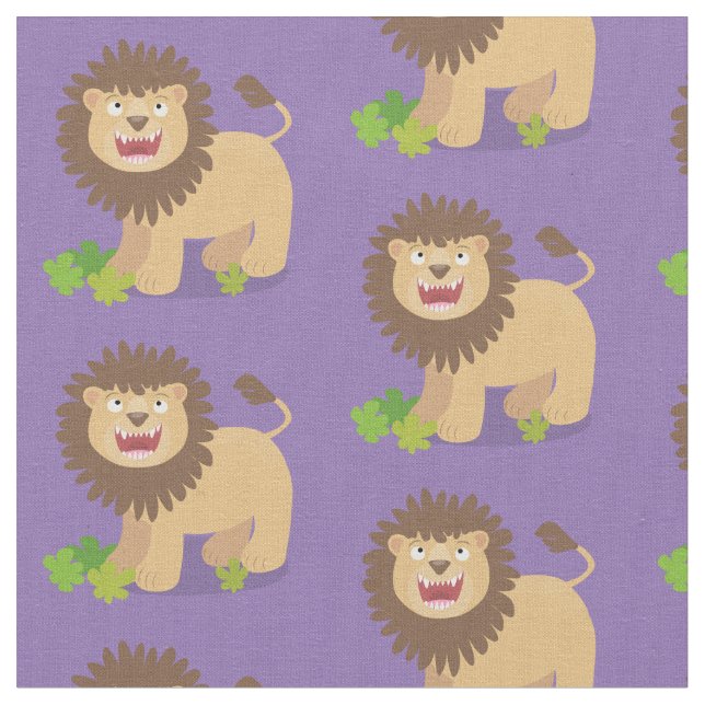 Tecido Feliz desenho animado de leão (Detalhe)