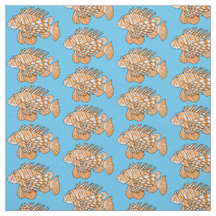 Tecido Feliz desenho animado de lionfish