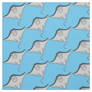 Tecido Feliz desenho animado de peixes-raia