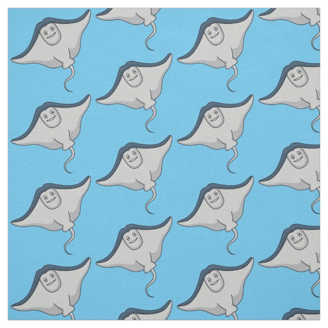 Tecido Feliz desenho animado de peixes-raia (Modelo)