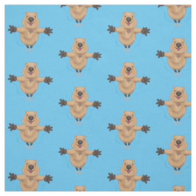 Tecido Feliz design de desenho de quokka (Modelo)