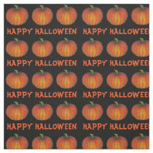 Tecido Feliz Dia das Bruxas Laranja e Pumpkin Negro