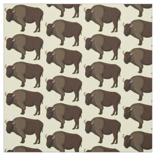 Tecido Feliz ilustração de búfalo bisonte americano