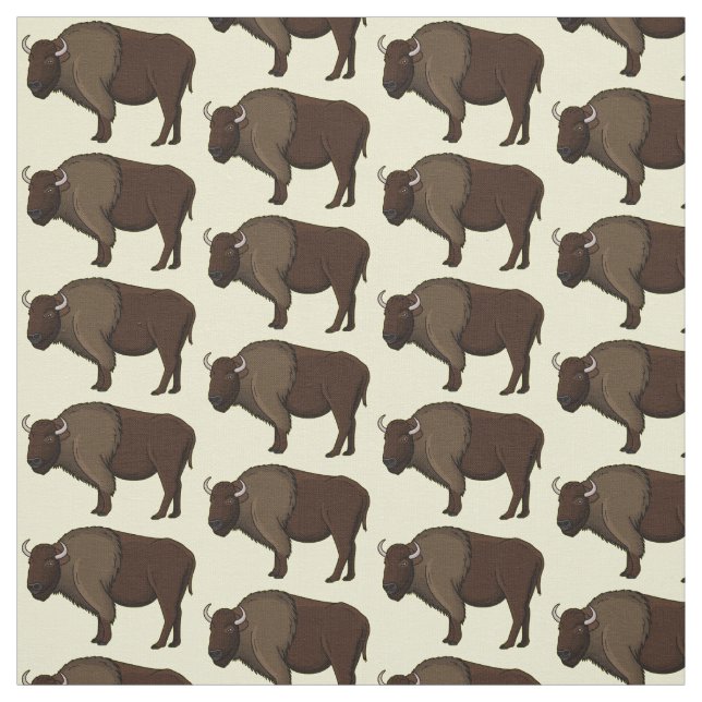 Tecido Feliz ilustração de búfalo bisonte americano (Modelo)