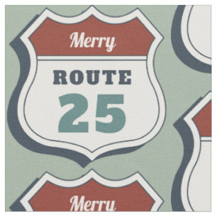 Tecido feliz natal julho rota 25 sinal viagem vintage