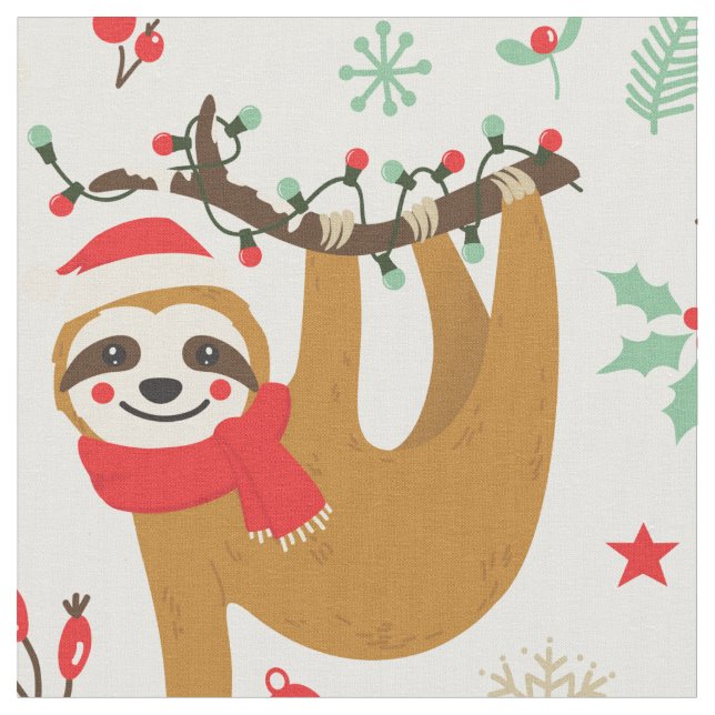 Tecido Feliz Natal Sloth | Feriados (Detalhe)