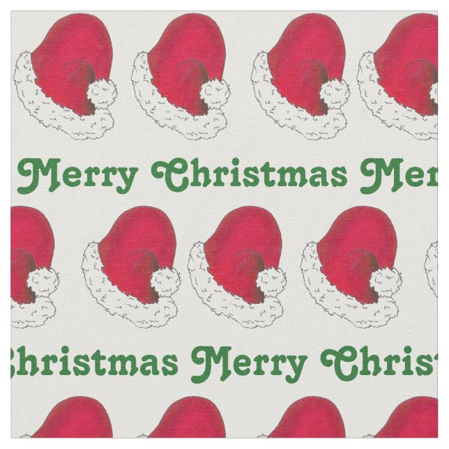 Tecido Feliz Natal Vermelho Noel Claus Hat Xmas (Detalhe)