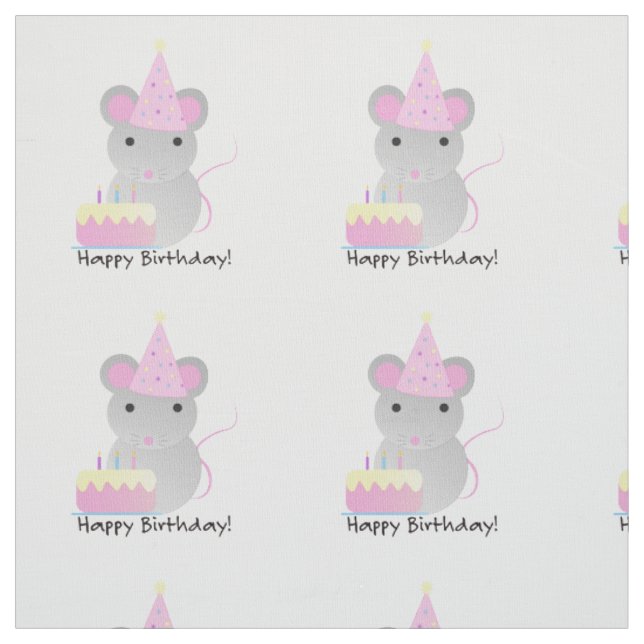 Tecido Feliz Rato de Festa de Aniversário (Modelo)