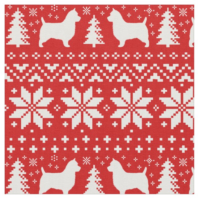 Tecido Feriado de Natal de Terrier Silhouettes australian (Detalhe)