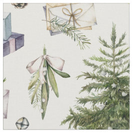 Tecido Feriados de Natal de inverno com Aquarela