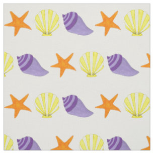 Tecido Férias de Prateleiras do Mar Starfish Seashell Oce