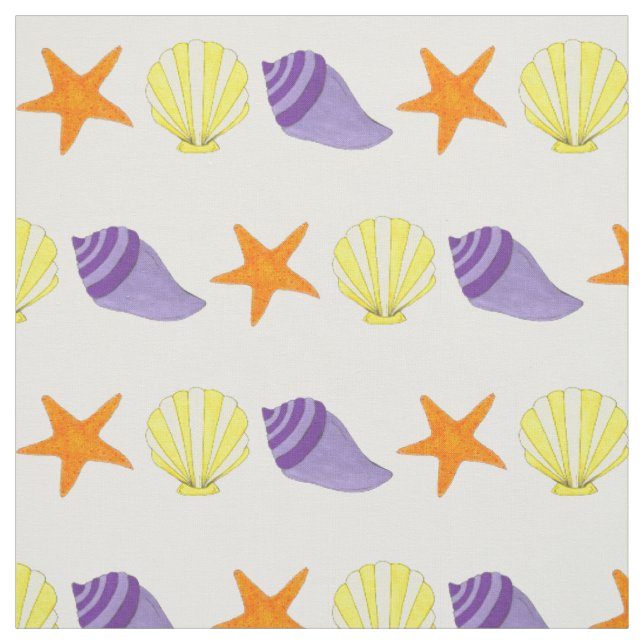 Tecido Férias de Prateleiras do Mar Starfish Seashell Oce (Modelo)