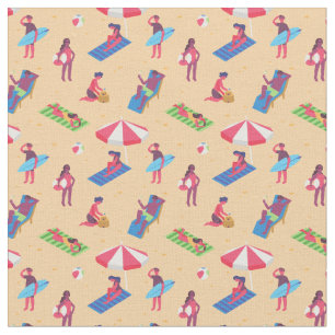 Tecido férias de verão na praia surfando banhos de sol e 