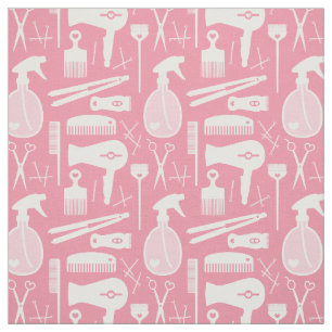 Tecido Ferramentas de Salão de Cabelo Branco e Rosa Bril