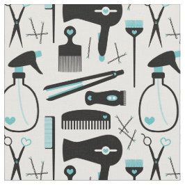 Tecido Ferramentas de salão de cabelo branco preto retrát