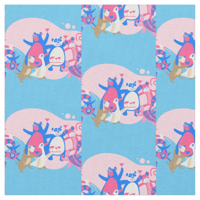 Tecido festa animal kawaii selfie engraçado (Detalhe)