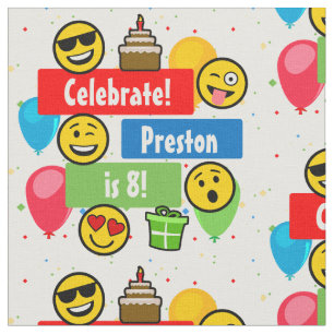Tecido Festas de aniversário Emoji Coloridas ou Personali