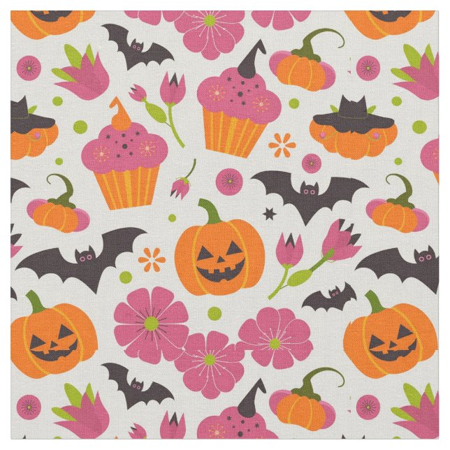Tecido Festivo Halloween | Cupcakes, Pumpkin & Bats (Detalhe)