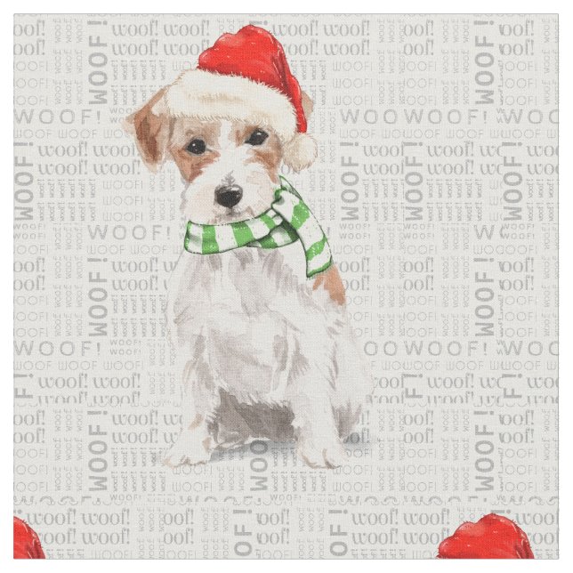 Tecido Festivo Jack Russell Terrier Natal (Detalhe)