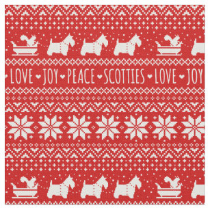 Tecido Festivo Scottie Cães Natal  Scottish Terriers