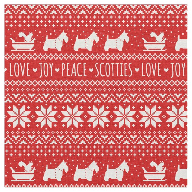 Tecido Festivo Scottie Cães Natal| Scottish Terriers (Detalhe)
