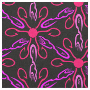 Tecido Ficheiros Rosa e Prato de Peixe Roxo