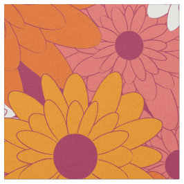 Tecido Field of Flowers Pink Retro Print