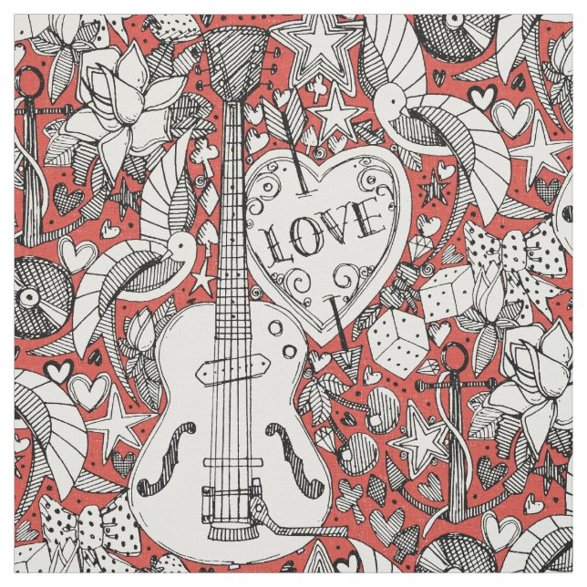 Tecido fiesta rockabilly doodle (Modelo)