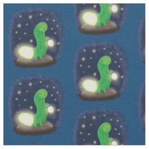 Tecido Figura de desenho animado do verme verde-claro