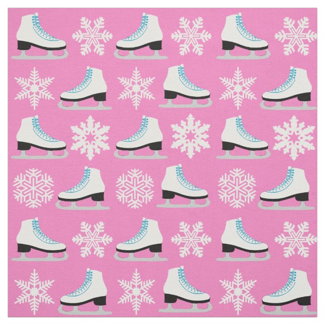 Tecido Figura skates cor-de-rosa e Natal dos flocos de (Modelo)