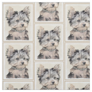 Tecido Filhote de cachorro do yorkshire terrier que pinta