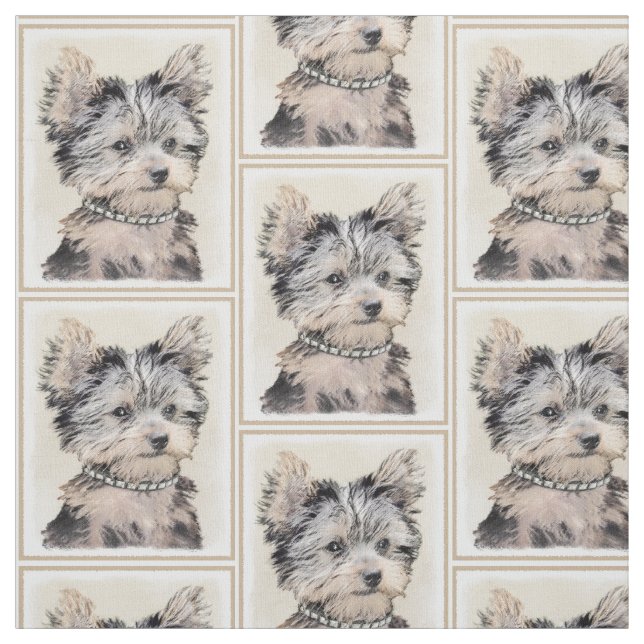 Tecido Filhote de cachorro do yorkshire terrier que pinta (Modelo)