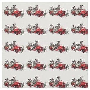 Tecido Filhotes de cachorro Dalmatian com carro de