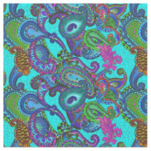 Tecido Fio de mescla Paisley no azul, escuro