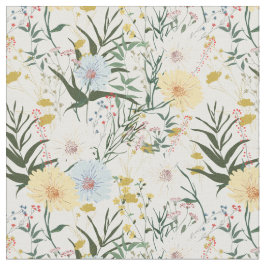 Tecido Física botânica e azul l Branco