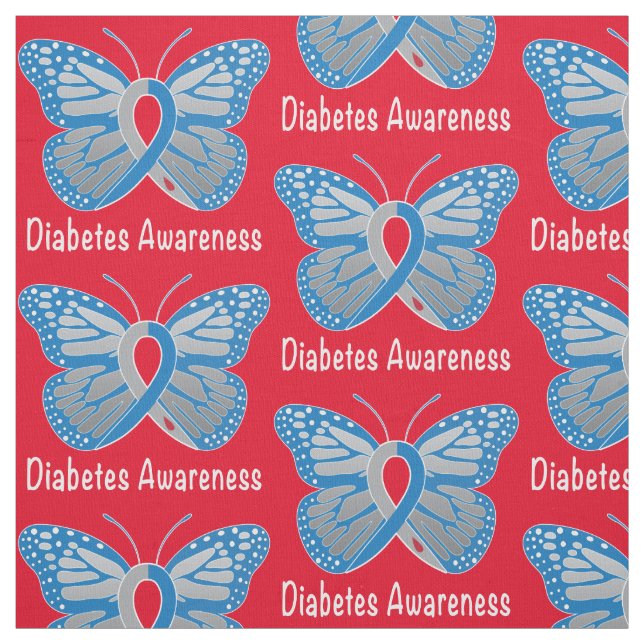 Tecido Fita da consciência da borboleta do diabetes (Modelo)