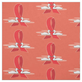 Tecido Fita vermelha da consciência com cisnes