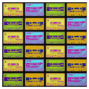 Tecido Fitas de cassete de Pop de arte retrô dos anos 80