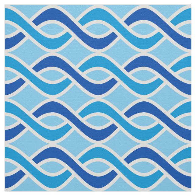 Tecido Fitas Modernas do Século médio, cobalto e azul-céu (Modelo)