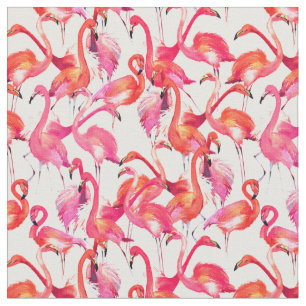 Tecido Flamingo da aguarela nas aguarelas