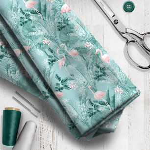 Tecido Flamingo Orchid Tropical Pattern Teal ID868