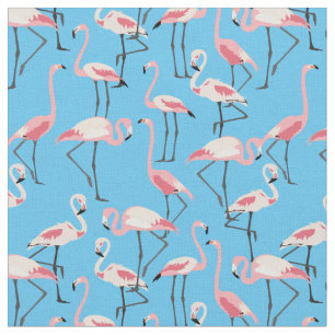 Tecido Flamingo Pattern on Summer Blue