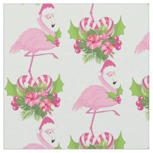 Tecido Flamingo rosa em Santa Hat com Buquê de Cané Adorm