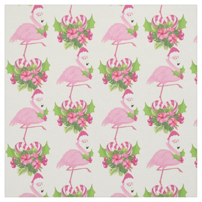 Tecido Flamingo rosa em Santa Hat com Buquê de Cané Adorm (Modelo)
