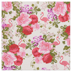 Tecido Flamingo tropical das flores botânicas cor-de-ros