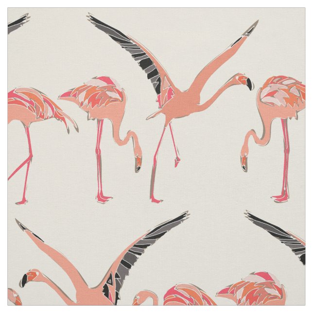 Tecido flamingos baunilha (Modelo)