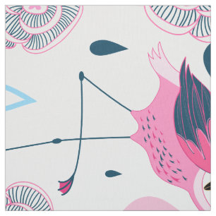 Tecido Flamingos E Flores Rosa